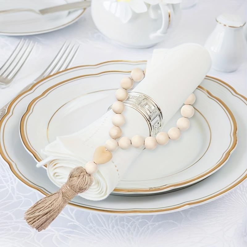 1 Piece Wooden Bead Wreath with Heart-shaped Tassel - Graduation Apricot Tassel Decorative Hanging, Love-themed Home Decoration