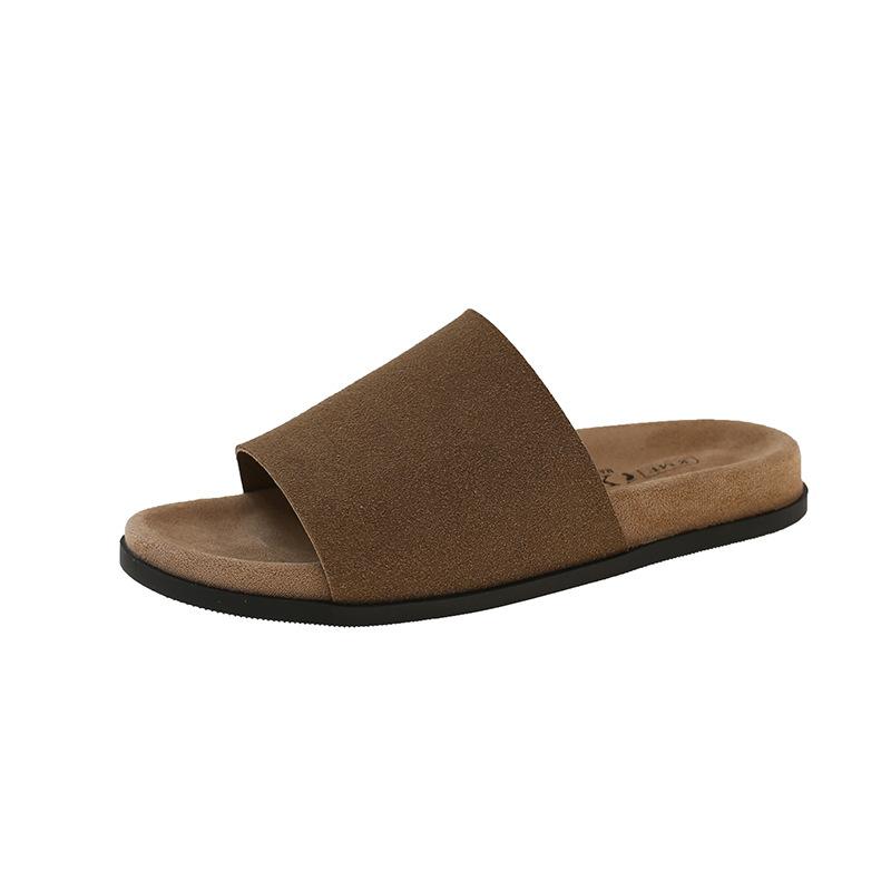 Premium sense simple one-word slippers women's 2025 new fashion versatile lazy with skirt casual open-toed slippers