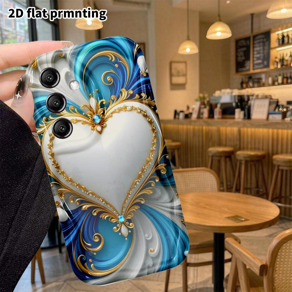 Phone Case: 2D flat design, suitable for Samsung Galaxy A34 A35 M05 M06 S20 S22 S21 FE Plus 5G protective case, white heart main design, perfect Chris