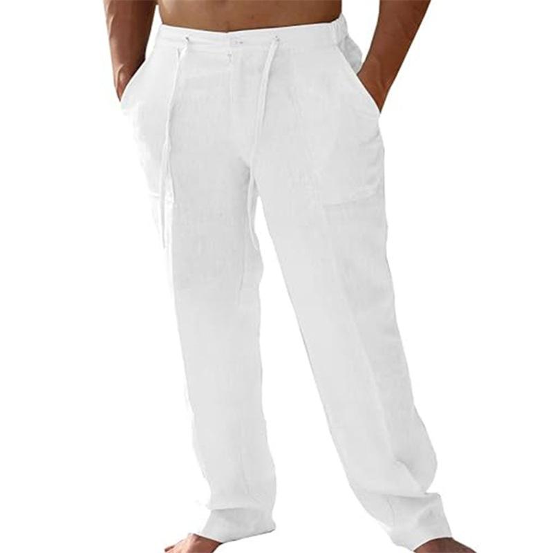 

Men s Casual White Loose Fit Long Pants with Multiple Color Options S белый