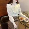 Korean Style Women's Long Sleeve Lace Base Layer - Elegant Velvet-Lined Winter 2025 Top