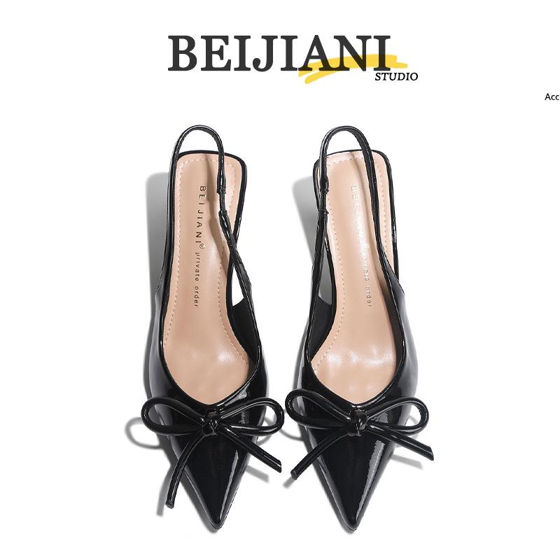 BEIJIANI Bow Pointed Stiletto Heel Closed-Toe Women's Single-Strap Sandals