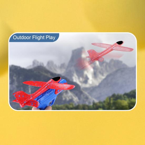 Foam Airplane Toy with Launcher 2 Flight Modes No Batteries Required Fun Long Easy Assembly Kids Outdoor Catapult