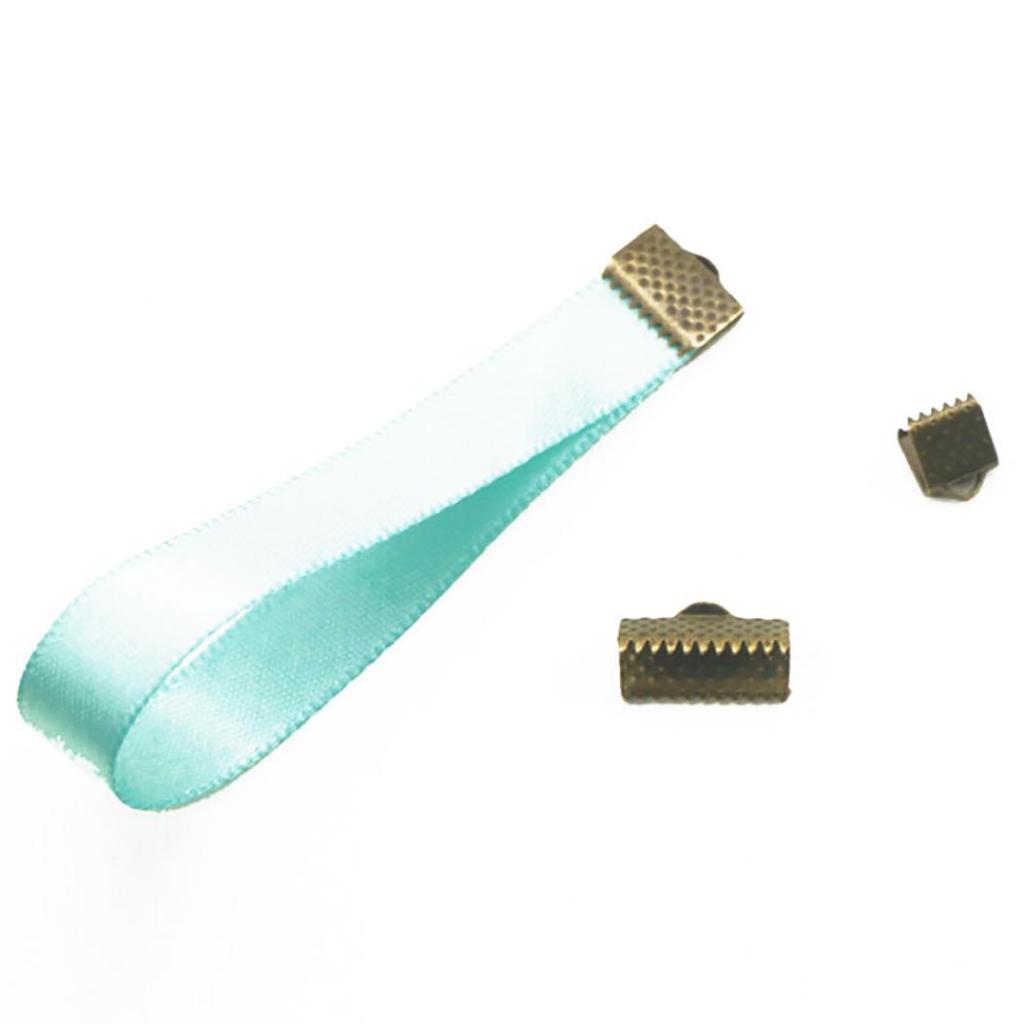 20 Pcs Ribbon Clamps Crimp Ends Bail Connector for Braccelet DIY Jewelry Findings