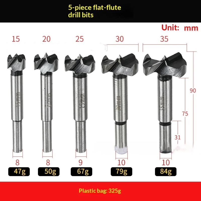 5Pcs Forstner Drill Bit Wood Drill Bit Self Centering Hole Saw Cutter Wood Hole Drilling Tools Forstner Drill Bit Woodworking