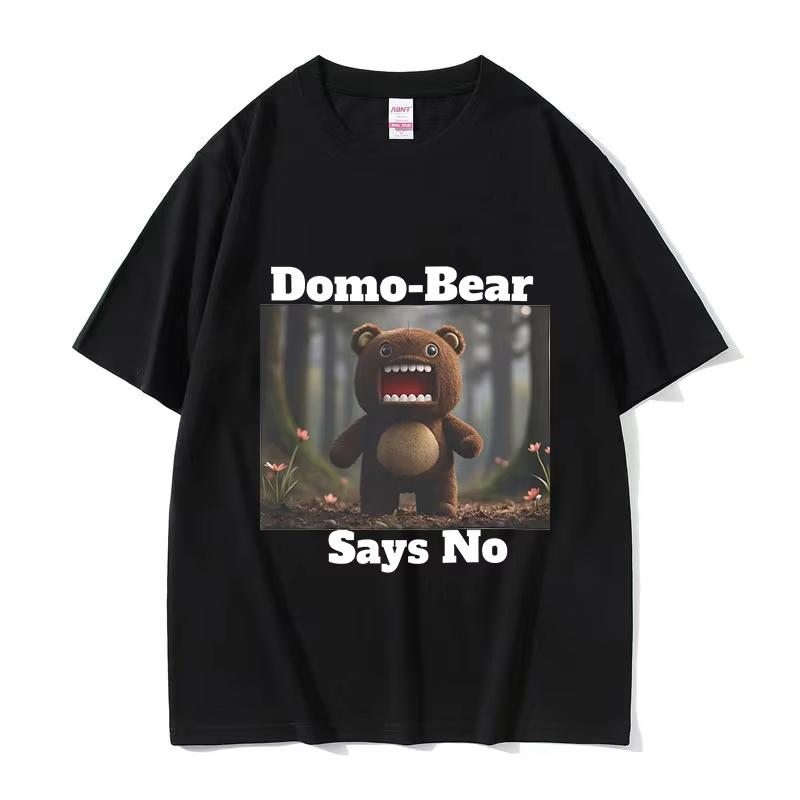 

2025 Summe O-Neck Fashion Quality T-Shirt Breathable Face Domo Kun Funny Meme Women 100% Pure Cotton Printed Leisure T-shirt Y2k 4XL