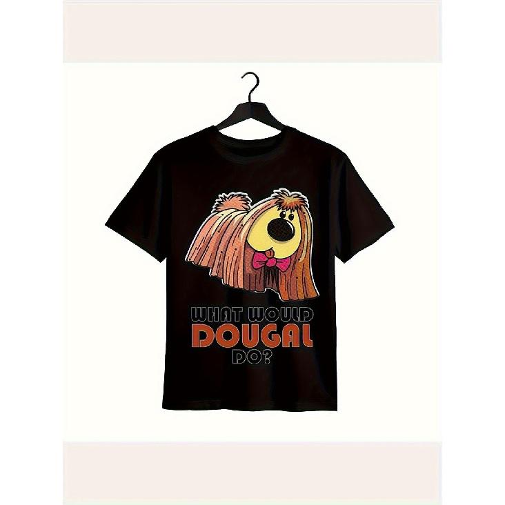 Men's Vintage 1970s Dougal Magic Roundabout T-Shirt - Cotton Soft Breathable Retro TV Show Tee with What Would Dougal Do Logo & Iconic Character