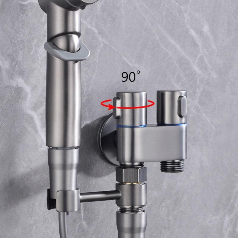 Brass 3-way Filling Angle Valve Wall Mount One Into Two Out Water Toilet Faucet Bidet Sprayer for Bathroom Accessories