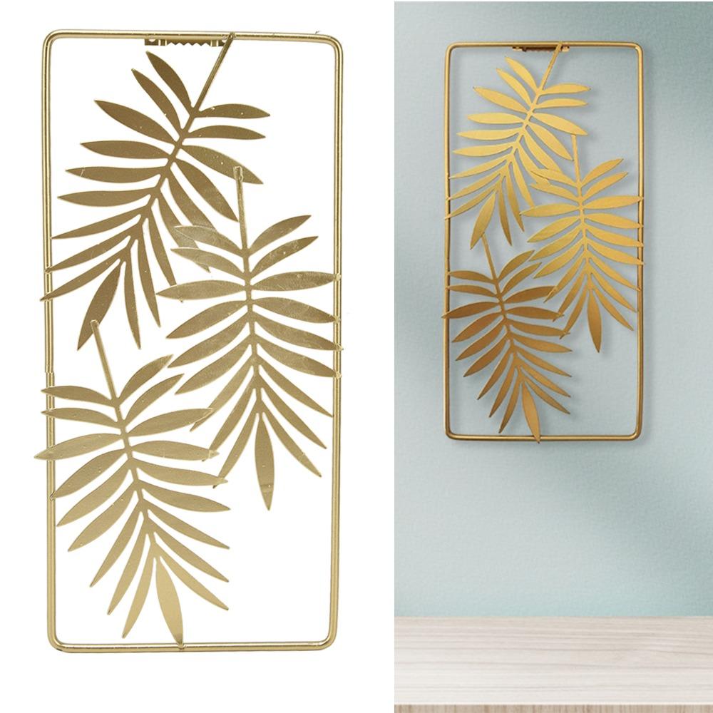 11.61 × 5.51 in Metal Leaf Wall Decor Gold Frame Iron Gold Wall Decor Leaf-shaped Handcrafted Artwork Wall Decor Bathroom