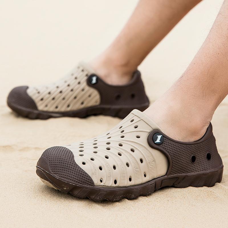 Hole Shoes Men's Summer Bag Head Cool Slippers Dual-purpose Large Size Versatile Soft-soled Garden Shoes Wear Beach Shoes Men's Sandals