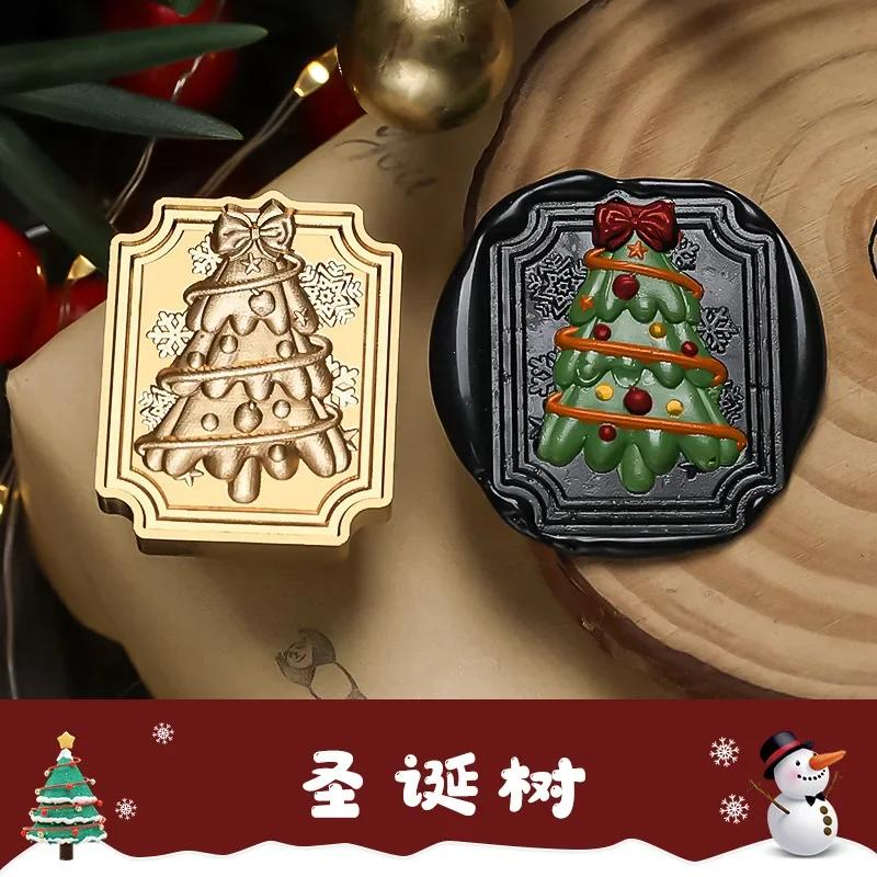 Merry Christmas Wax Stamp Retro Copper Brass Snowflake Reindeer Seal DIY Wax Sealing Stamp Envelope for Wedding Wax Seal HCZ052