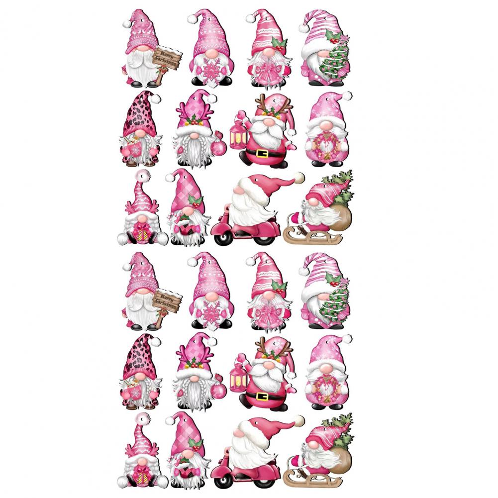 24 Pcs Christmas Tree Pendant Wooden Cartoon Hanging Ornaments Santa Snowman Dwarf Ornaments for Christmas Tree Home Party