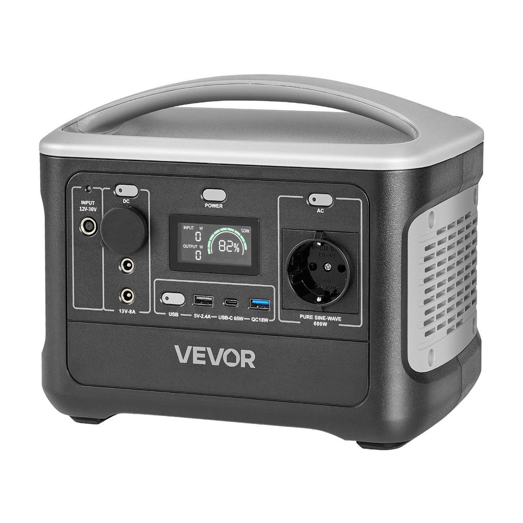 VEVOR Portable Power Station, 600W Solar Generator Power Station, 493Wh LiFePO4 Battery Backup with 7 Output Ports for Home Emergency