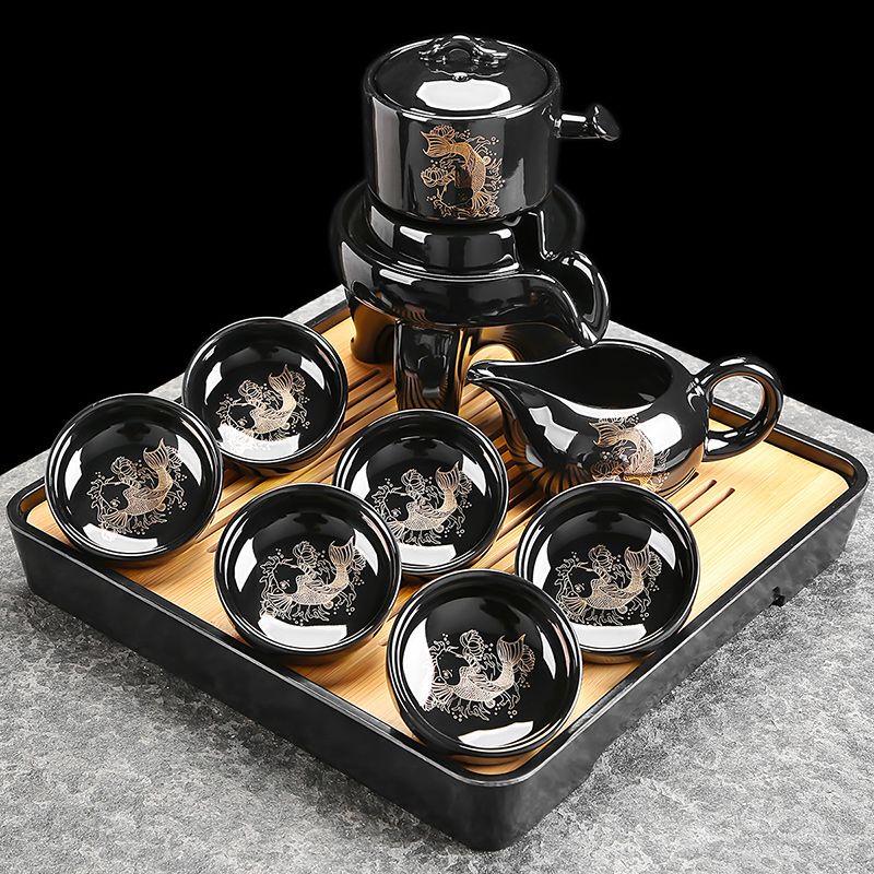 Light Jade Black Glaze Automatic Ceramic Tea Set