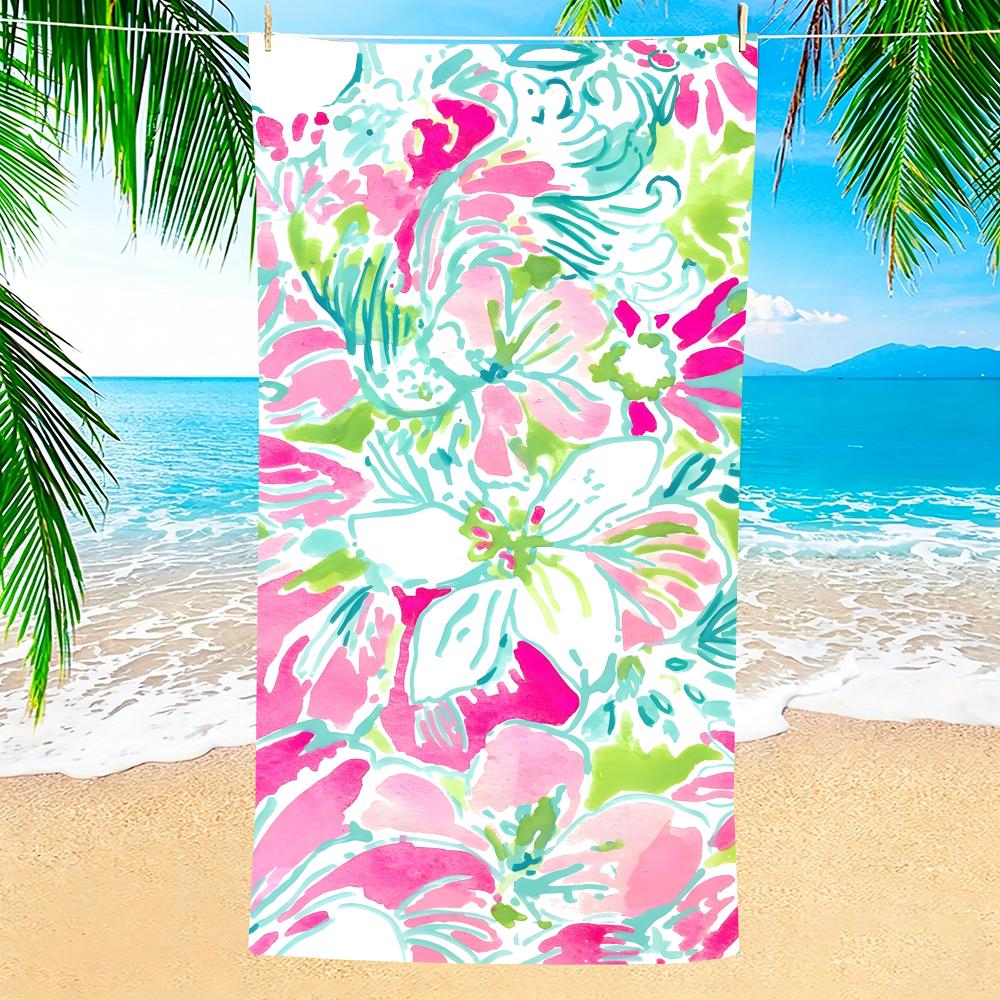 Towel Microfiber beach towel, quick-dry, sand-free, ultra-fine fiber, super soft. L-Lilly Pulitzers