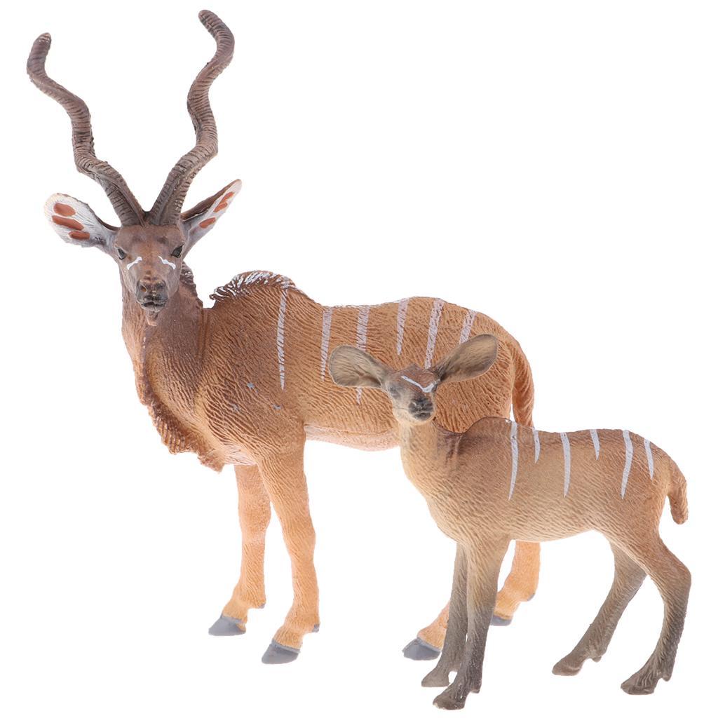 2 Pcs Antelope Model Solid Figurines Collection Children's Toys