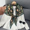 Spring and Summer Breathable Thin Silk Scarf Women's Fashion Flower Decoration Small Shawl Outer Scarf Sweet Temperament Rhombus Scarf