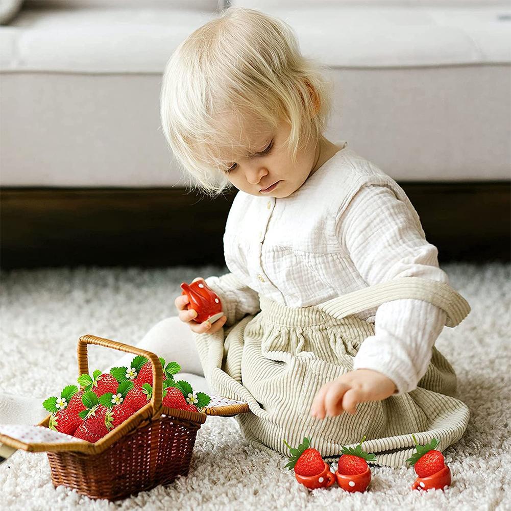 20pcs 3.5cm Artificial Fake Strawberry Photography Props For Home Kitchen Cabinet Party Decoration