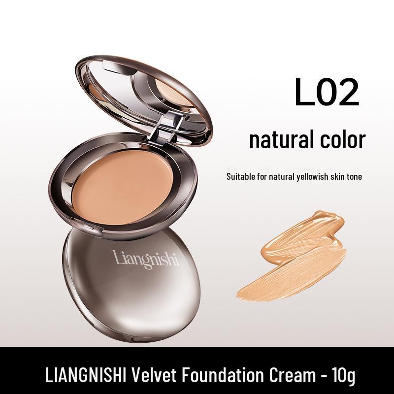 Liang Ni Shi Velvet Sculpting Foundation & Concealer Cream - Non-Caking, Natural Finish 10g