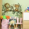 Animals On a Branch Wall Stickers, Lion Koala Tiger Self-Adhesive Decor for Nursery Kids Room Decoration