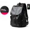 New Fashion Backpack Men Laptop Bag Large Capacity USB Travel Backpack Men Women Flap Pockets School Bag PU Leather Back Packs