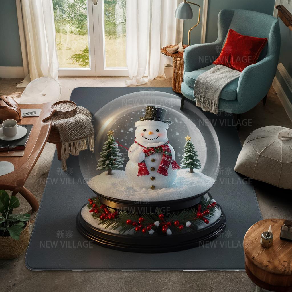 House Entrance Carpet Home Door Mat Living Room Bath Foot Bathroom Non-slip Water Absorption Rugs Bath Merry Christmas Winter