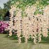 12Pcs Artificial Wisteria 3 Forks Realistic Home Wedding Garden Indoor Outdoor Wall Hanging Colorful Faux Flower Vines Garland Decoration