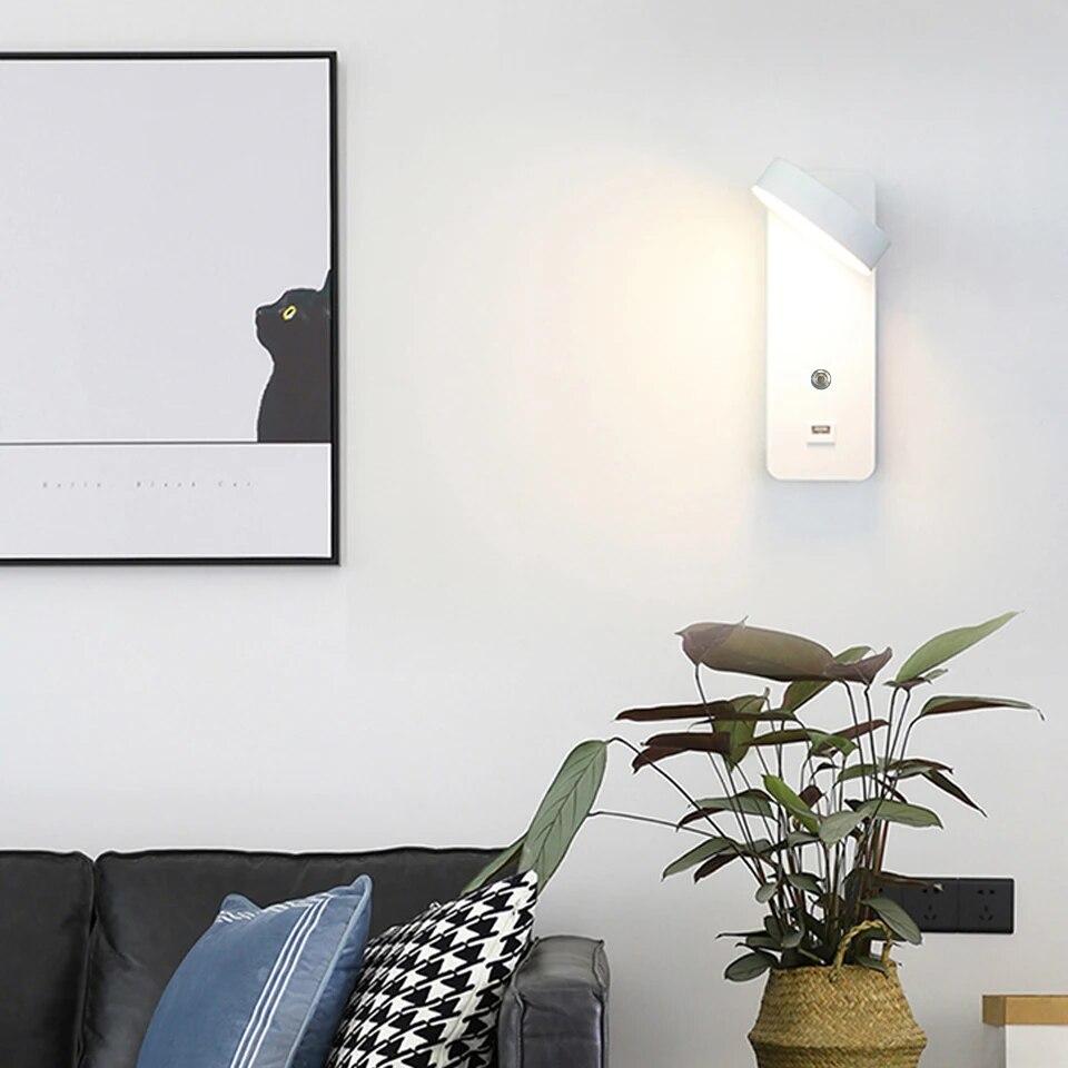 Indoor Wall Light Modern Aluminum 3 Color Touch Dimming USB Interface LED Lighting For Living Room Bedside Corridor Wall Lamp De
