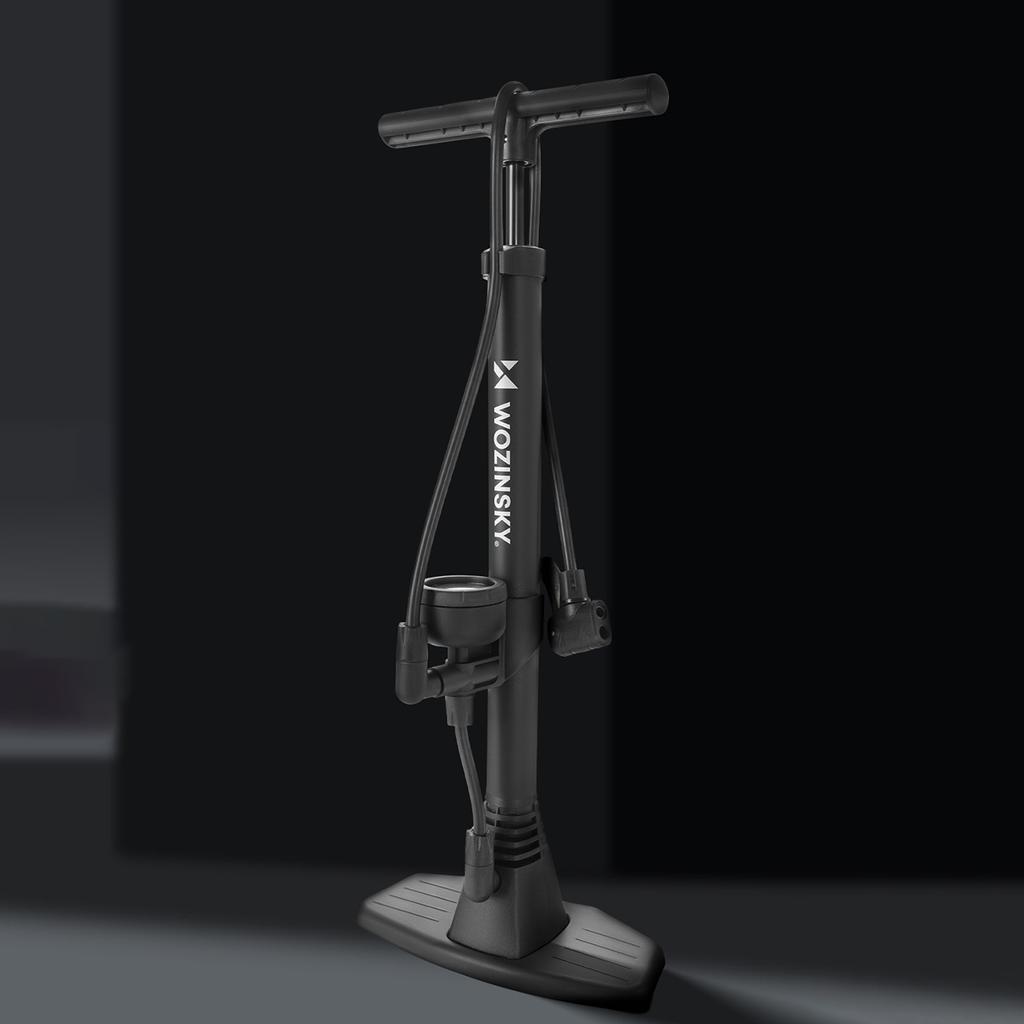 Pompka rowerowa podłogowa z manometrem 160 PSI 11 bar - czarna