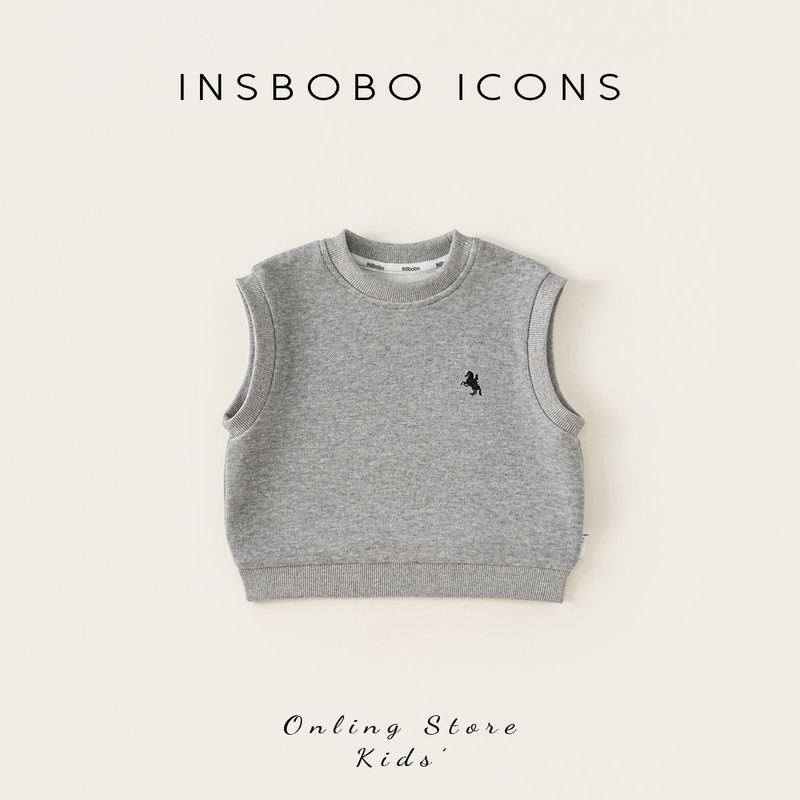 Insbobo Children s Autumn Vest Boys  Vest 2025 Autumn New Cartoon Girls  Top Casual Gray 120