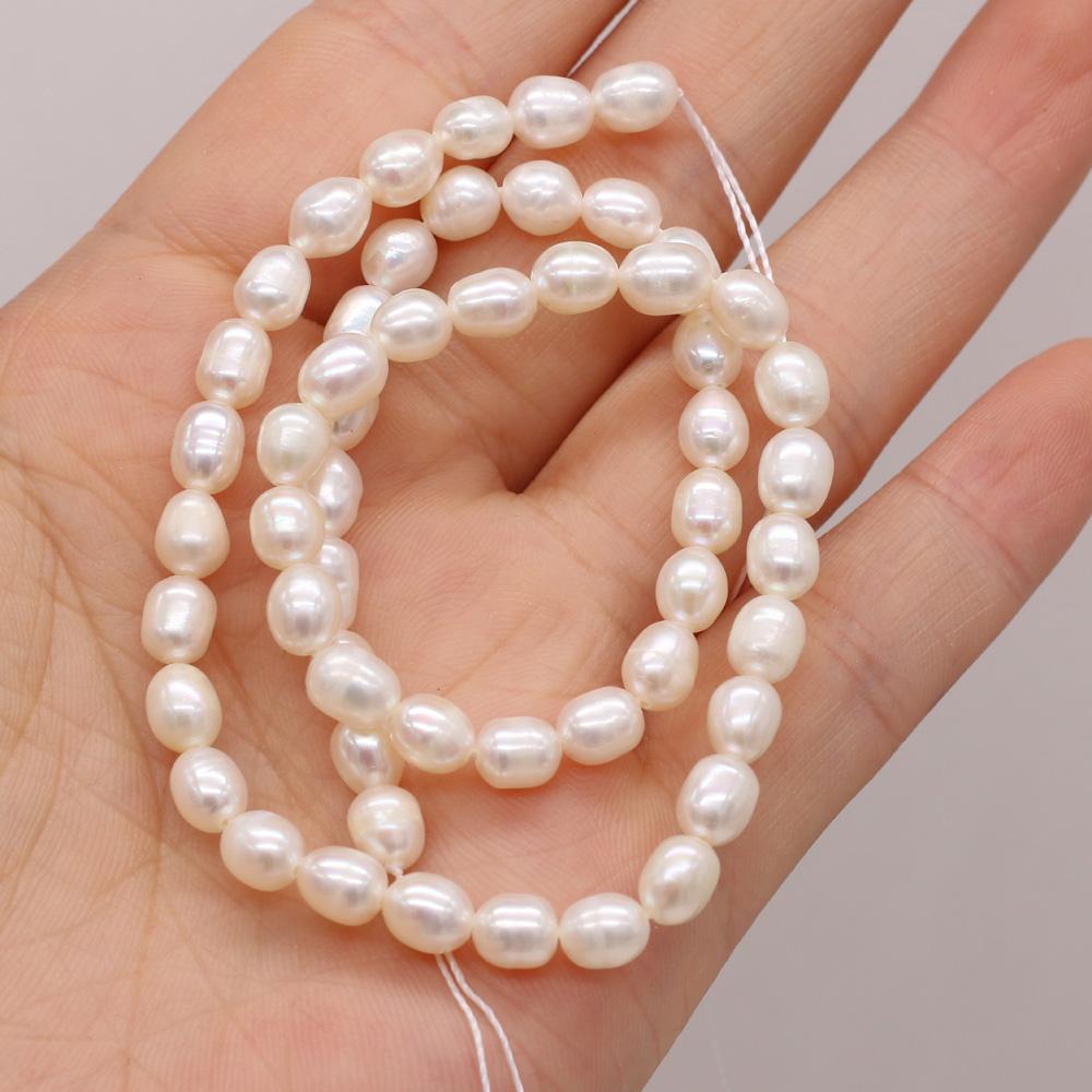 1String, AA Natural Freshwater Pearls, Handcrafted Rice-shaped Pearl Beads for DIY Necklaces, Jewelry Making Supplies 36cm