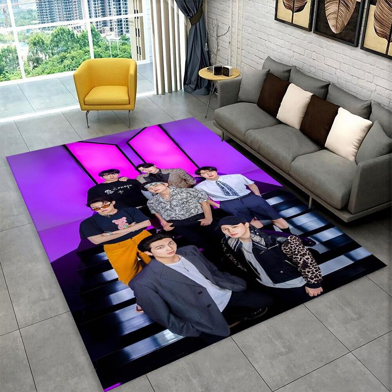 Kpop B-BTS Grupa Modowa Gwiazda Dywanik do Pokoju Zabaw Sypialni Salonu Kanapy Wystrój Domu, Dywanik dla Dzieci Antypoślizgowa Mata Podłogowa