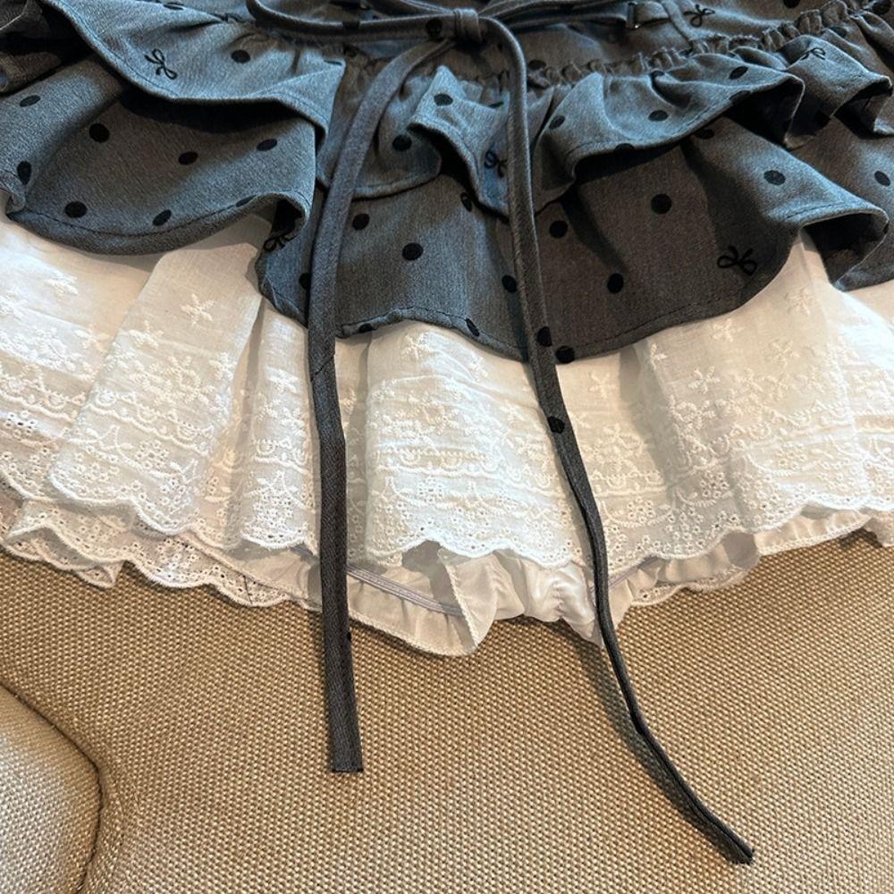 Dot Short Puff Skirt Lace Mini Cake Skirt Fashion Flounce Short Skirt  Streetwear