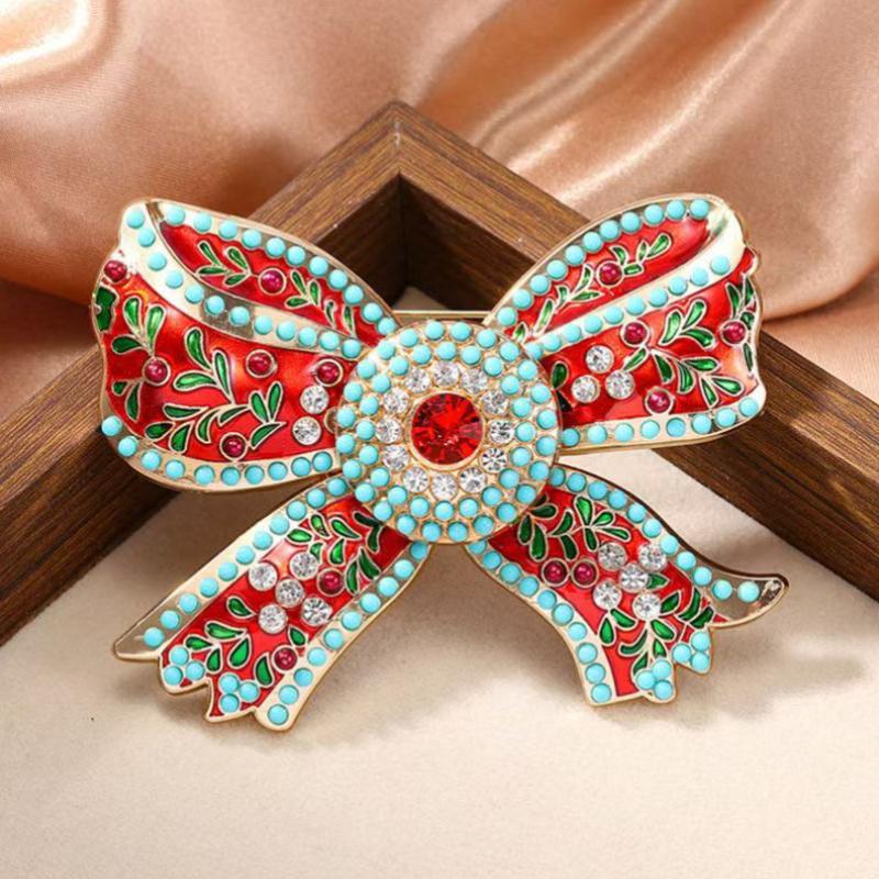 

Vintage Big Bowknot Brooch For Women Elegant Bow Brooch Versatile Shiny Party Office Corsage Clothing Accessories Gift onesize