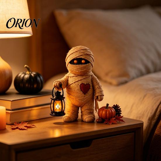Unique Halloween Party Favors Wooden Figurine with Lantern, Pumpkin Scarecrow Skeleton Mummy Ghost Witch Atmospheric Window Displays Statue,