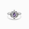 Vintage Distressed Flame Lotus Waterdrop Ring With Cubic Zirconia Stones Elegant Floral Design Jewelry For Women