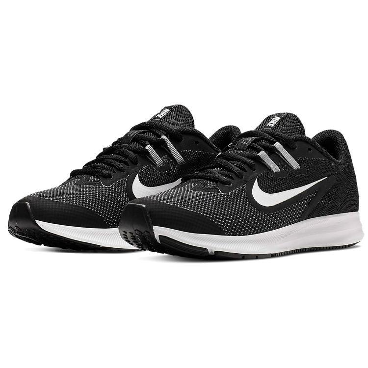 Nike Downshifter 9 Woven Durable Low-Top Kids Running Shoes Kids Sneaker Black White AR4135-002