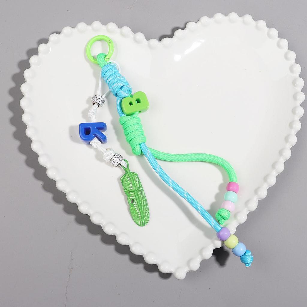 Korean High-End Bag Charms: Personalized Acrylic Letter Beads & Colorful Woven Lanyard