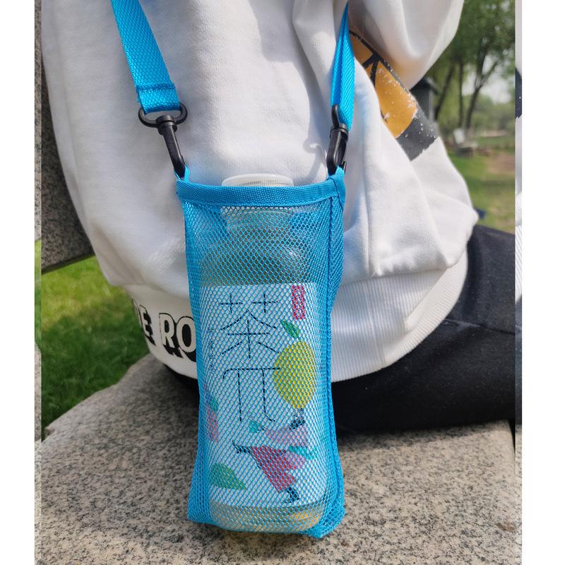 Water Bottle Holder Mesh Bottle Sling With Adjustable Shoulder Strap Kids Water Bottle Carrier Sleeve For Walking Outdoor Sports