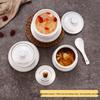Golden-Edged Ceramic Stew Pot with Lid for Commercial Use: Ideal for Bird's Nest Soup, Steamed Desserts, and Eggs.