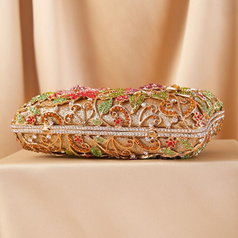 Sparkling Flowers Evening Clutch Purses Women’s Crystal Bridesmaid Clutches Ladies Dinner Diamond Wedding Bag Girls Female Pink