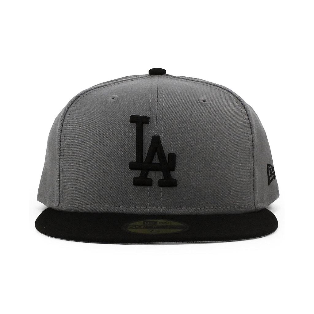 New Era Los Angeles Dodgers 59FIFTY MLB 2T Team-Basic Fitted Cap, Gray/Black, Size 7-1/4 (Approx. 57.7cm), 5950 (Imported)