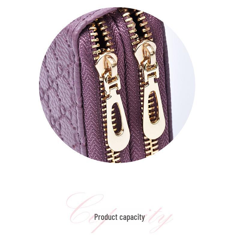 Carteira longa feminina com zíper duplo - estilo europeu e americano, grande capacidade, clutch de camada dupla