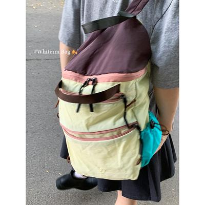 Contrasting Color Casual Nylon Cloth Mountaineering Bag Women's 2025 New Fashion Korean Version Backpack Large Capacity Travel Bag