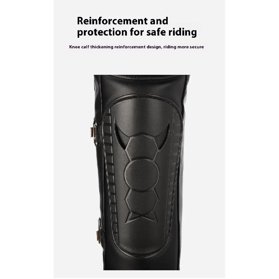 1 Pair Winter Motorcycle Warm Kneepad Motorbike Riding Knee Pads Cold And Warm Pu Windproof Thickened And Plush Leg Guards Plush
