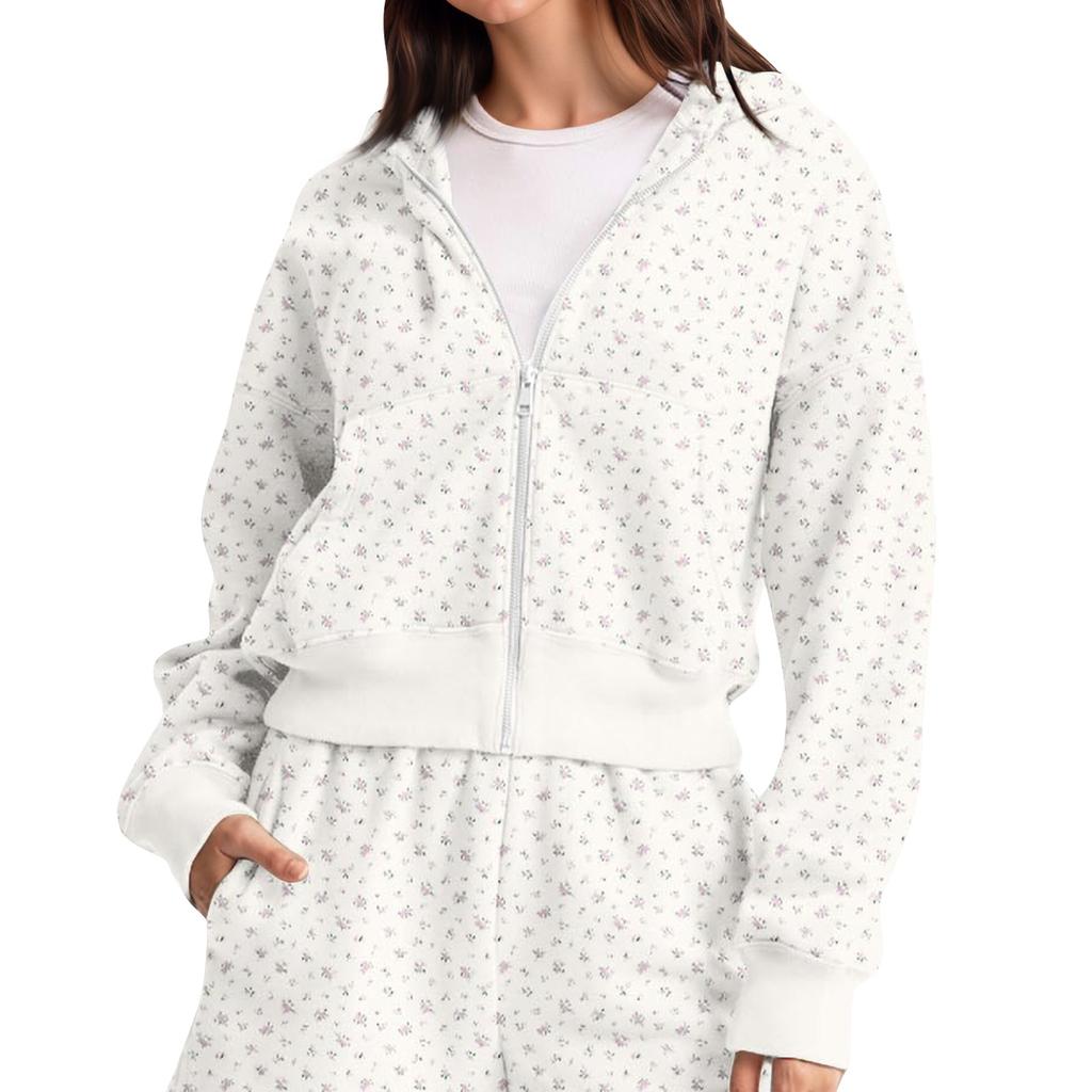 Women's Fashion Zipper Hoodie Long Sleeve Hooded Pullover Sweatshirt Casual Color Tops With Pockets