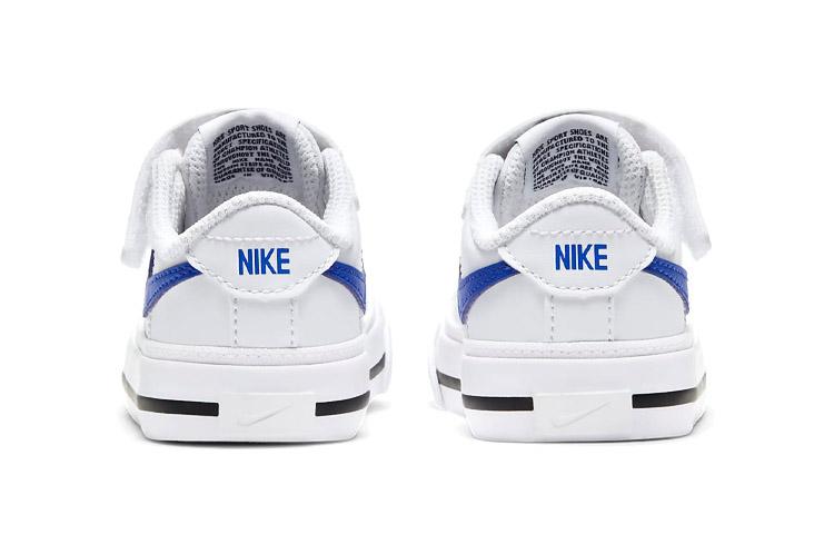 Nike Court Legacy Slip Resistant Abrasion Resistant Low Top Toddler Shoes White Blue Black Infant And Toddler DA5382-101