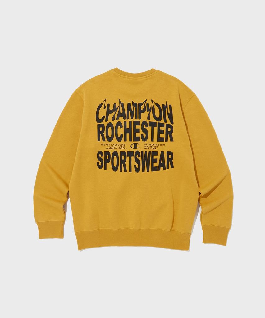 Champion White Graphic Crew Neck Sweatshirt Normal Yellow