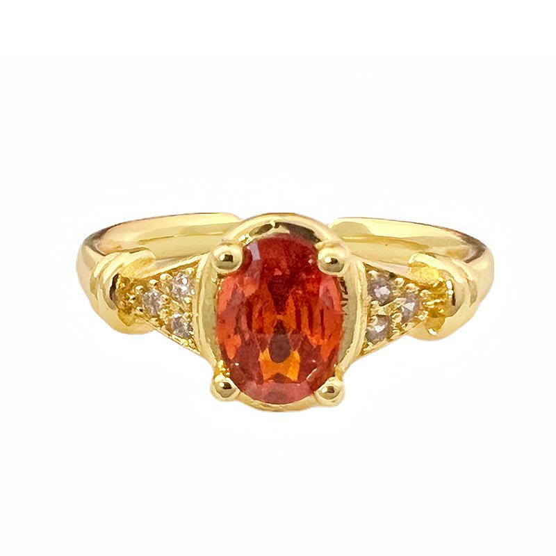 Mittelalterlicher Farbiger Schatz Rote Edelsteingruppe Mit Diamanten Eingelegt Zir*****Pen Ring Licht Luxus High-End Ring