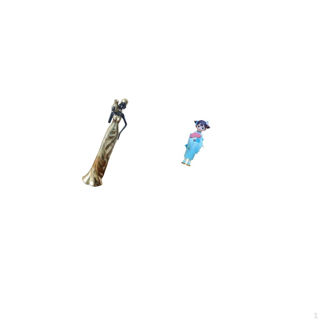 African Asian Tribal Geisha Lady Figurine Lightweight Resin Sculpture Home Decor Japanese Kimono